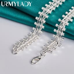 URMYLADY 925 Sterling Silver Double Row Bead Necklace For Women Wedding Party Gifts Fashion Jewelry