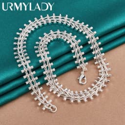 URMYLADY 925 Sterling Silver Double Row Bead Necklace For Women Wedding Party Gifts Fashion Jewelry