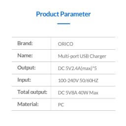 ORICO Multi-port USB Charging Dock Desktop USB Charger Series for iPhone Samsung Xiaomi Huawei Home Office Desk Charger Station