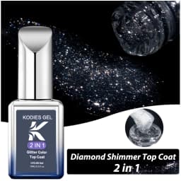 KODIES GEL Shimmer Diamond Top Coat Gel Nail Polish 15ML Semi Permanent UV Enhancer Glitter Sparkle Tempered Topcoat No Wipe Gel