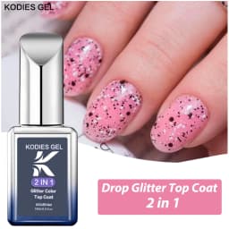 KODIES GEL Shimmer Diamond Top Coat Gel Nail Polish 15ML Semi Permanent UV Enhancer Glitter Sparkle Tempered Topcoat No Wipe Gel