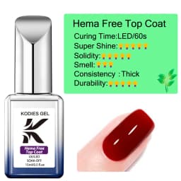 KODIES GEL Shimmer Diamond Top Coat Gel Nail Polish 15ML Semi Permanent UV Enhancer Glitter Sparkle Tempered Topcoat No Wipe Gel