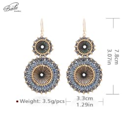 Badu Vintage Handmade Double Round Japanese Seed Beads Crochet Dangle Earrings for Women Christmas Jewelry Gift Wholesale
