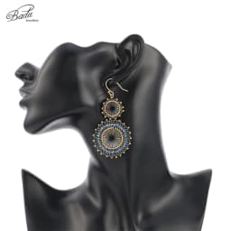 Badu Vintage Handmade Double Round Japanese Seed Beads Crochet Dangle Earrings for Women Christmas Jewelry Gift Wholesale