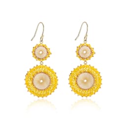 Badu Vintage Handmade Double Round Japanese Seed Beads Crochet Dangle Earrings for Women Christmas Jewelry Gift Wholesale