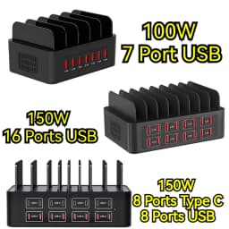 150W Universal Multi USB Type C Fast Charger 16 Port 3.5A MAX Charging Station Stand For Ipad Iphone 17 16 Samsung Xiaomi Tablet