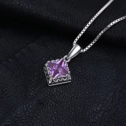 JewelryPalace Square Created Alexandrite Sapphires 925 Sterling Silver Pendant for Women Fashion Gemstone Necklace No Chain
