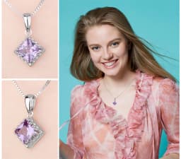 JewelryPalace Square Created Alexandrite Sapphires 925 Sterling Silver Pendant for Women Fashion Gemstone Necklace No Chain