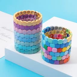 2025 Colorful Bangle For Women Boho Elastic Beaded 10mm Bracelets Enamel Jewelry