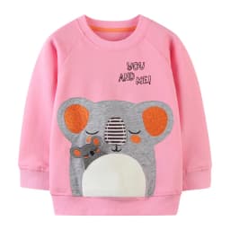 Little maven Kids Clothes Cartoon Bag Design Sweatshirt Cotton Spring and Autumn Tops Grey Shirt for Baby Girls