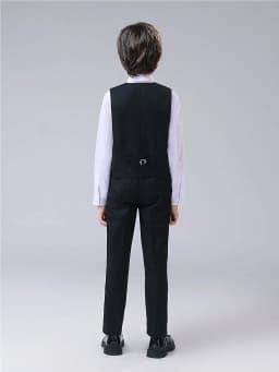 Tween Boy Back To School Season Black Single Breasted Long Pants, Boy Youth School Uniforms