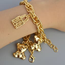 Diana Baby Link Chain Copper Gold Color Bear and Lock Bracelets for Women Wholesale Retail Fashion Jewelry Party Wedding Gift