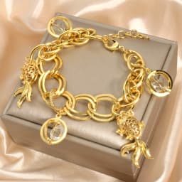 Diana Baby Link Chain Copper Gold Color Bear and Lock Bracelets for Women Wholesale Retail Fashion Jewelry Party Wedding Gift