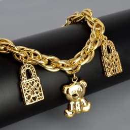 Diana Baby Link Chain Copper Gold Color Bear and Lock Bracelets for Women Wholesale Retail Fashion Jewelry Party Wedding Gift