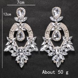 Exaggerated Yellow Rhinestone Big Size Earring for Women Fashion Crystal Drop Earrings Luxury Drag Queen Jewelry Accessories