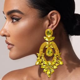 Exaggerated Yellow Rhinestone Big Size Earring for Women Fashion Crystal Drop Earrings Luxury Drag Queen Jewelry Accessories