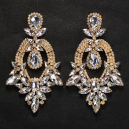 Exaggerated Yellow Rhinestone Big Size Earring for Women Fashion Crystal Drop Earrings Luxury Drag Queen Jewelry Accessories