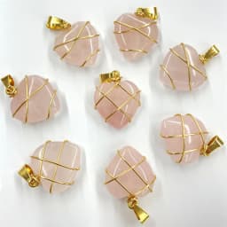 Natural Stone Quartz Crystal 20MM Heart pendant&Copper Wire Wrapping pendant DIY charm Jewelry making Necklace Accessories 20pc