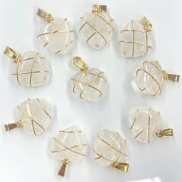 Natural Stone Quartz Crystal 20MM Heart pendant&Copper Wire Wrapping pendant DIY charm Jewelry making Necklace Accessories 20pc