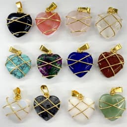 Natural Stone Quartz Crystal 20MM Heart pendant&Copper Wire Wrapping pendant DIY charm Jewelry making Necklace Accessories 20pc