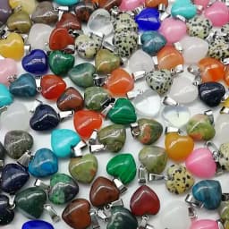 Natural Stone Quartz Crystal 20MM Heart pendant&Copper Wire Wrapping pendant DIY charm Jewelry making Necklace Accessories 20pc