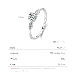 Modian Romantic Wedding Ring real 925 Sterling Silver Round Zirconia Classic Finger Rings For Women Engagement Fine Jewelry Gift