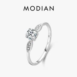 Modian Romantic Wedding Ring real 925 Sterling Silver Round Zirconia Classic Finger Rings For Women Engagement Fine Jewelry Gift