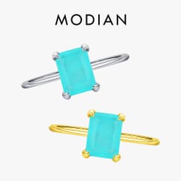 Modian Authentic 925 Sterling Silver Classic Rectangle Tourmaline Paraiba Female Finger Ring For Women Charm Fine Jewelry Anillo