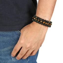 Mens 8mm Tiger Eye Stone Black Agate Bracelet Yoga Healing Crystal Bracelet Natural Beads Bracelets Braided 3 Layer Jewelry