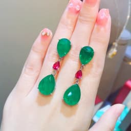 Foydjew Luxury Simulation Emerald Paraiba Earrings Women's Simple Water Drop-shaped Green Dangle Earring Color Treasure Jewelry