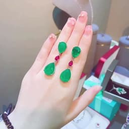 Foydjew Luxury Simulation Emerald Paraiba Earrings Women's Simple Water Drop-shaped Green Dangle Earring Color Treasure Jewelry