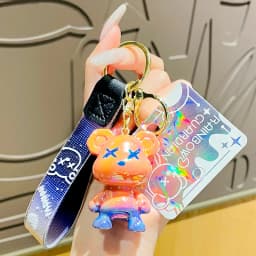 Acrylic Cartoon Graffiti Bear Key Chain Creative Doll Women Bag Pendant Jewelry Cute Mobile Phone Car Keychain Xmas Birth Gift