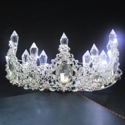 Bride Princess Crown Tiara Glowing Rhinestone LED Light Headwear Hair Accessory For Wedding Cosplay Party Hair Decor Jewelry