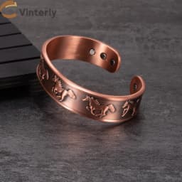 Pure Copper Magnetic Bracelet Arthritis Adjustable Horse 15.5MM Wide Therapeutic Magnetic Bracelet Benefits Copper Bangle Men