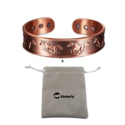 Pure Copper Magnetic Bracelet Arthritis Adjustable Horse 15.5MM Wide Therapeutic Magnetic Bracelet Benefits Copper Bangle Men