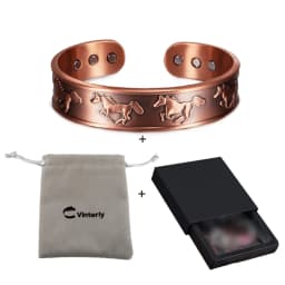 Pure Copper Magnetic Bracelet Arthritis Adjustable Horse 15.5MM Wide Therapeutic Magnetic Bracelet Benefits Copper Bangle Men