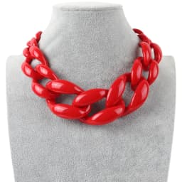 FishSheep Vintage Big Acrylic Red Choker Necklace for Women Punk Large Resin Chunky Chain Collar Pendants Necklaces Jewelry Gift