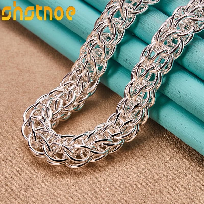 925 Sterling Silver Multi-circle OT Buckle 18 Inch Chain Necklace For Man Women Party Engagement Wedding Fashion Charm Jewelry
