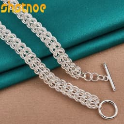 925 Sterling Silver Multi-circle OT Buckle 18 Inch Chain Necklace For Man Women Party Engagement Wedding Fashion Charm Jewelry