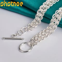 925 Sterling Silver Multi-circle OT Buckle 18 Inch Chain Necklace For Man Women Party Engagement Wedding Fashion Charm Jewelry