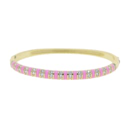 Gold Color Black White Pink Orange Enamel Clear CZ Colorful Fashion Women Bangle Bracelet 2021 New