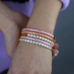 Gold Color Black White Pink Orange Enamel Clear CZ Colorful Fashion Women Bangle Bracelet 2021 New