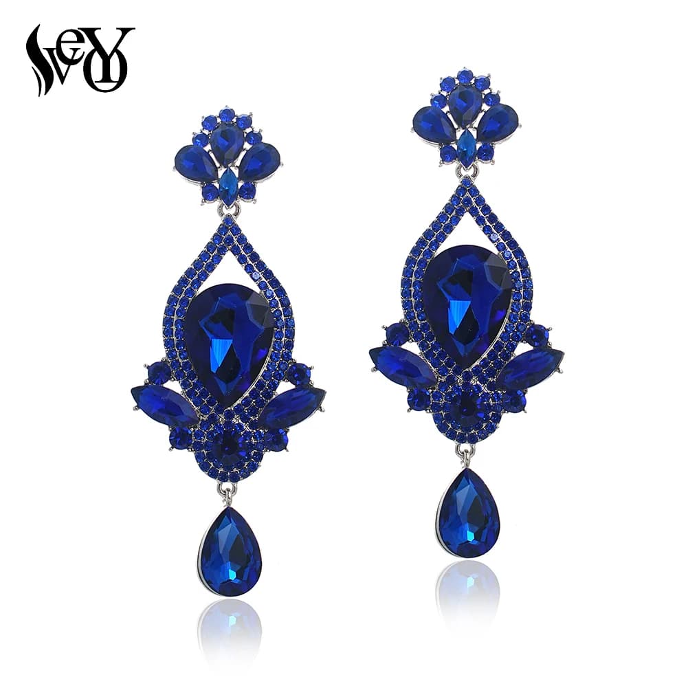 VEYO Classic Lady Long Crystal Drop Earrings Luxury Wedding Earrings for Women Fashion Jewelry 2023New Gift