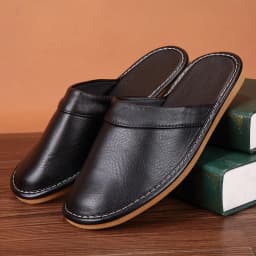 Affordable PU Leather Slipper Men's Home Shoes Winter Waterproof Slippers Unisex Indoor Shoes Room Guest Slipper Man Flip Flops
