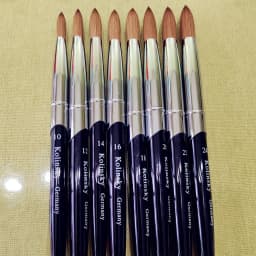 Black Metal Handle Kolinsky Sable Round 1PCS Nail Art Acrylic UV Gel Builder Painting Drawing Brushes Pens Cuticle Pusher Tool