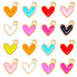 100Pcs 7x8MM Colorful Heart Pendant Enamel Charm for Couples Bracelet Earrings Keychain Jewelry Making DIY Ornament Wholesale