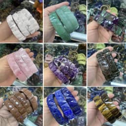 Bohemian Vintage Natural Stone Agate Turquoise Crystal Tiger Eye Beads DIY Jewelry Energy Couple Party Elastic Chain Bracelet