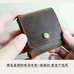 100% Genuine Leather Coin Purse For Men Women Female Cowhide Vintage Small Mini Money Bag Earphone Line Case Change Pouch Holder