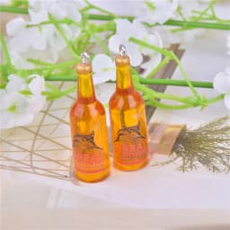 10pcs/pack 3D Shark Beer Bottle Alcohol Cans Drink Resin Beer Charms Earring Keychain Jewelry Making