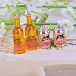 10pcs/pack 3D Shark Beer Bottle Alcohol Cans Drink Resin Beer Charms Earring Keychain Jewelry Making